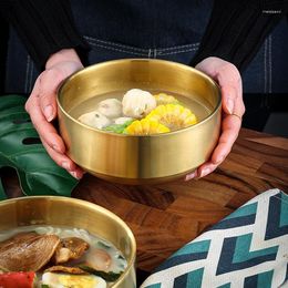 Bowls Stainless Steel Double Layer Soup Korean Tableware Anti-Scalding Ramen Kitchen Dinnerware Utensils Noodles Rice Bowl