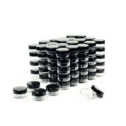Cosmetic Containers Sample Jars with Black Lids Plastic Makeup Sample Containers BPA Pot Jars 3g 5g 10g 15g 20 Gram241M