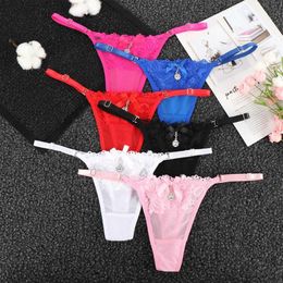 Women's Panties Women Sexy Lingerie Lace Thongs Pearl Pendant Embroidery G-String Adjustable T-Back Briefs Underwear Ladies2687