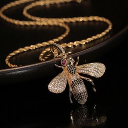 New designed Bee Pendant necklace luxurious Micro inlays diamonds Men Women Hip Hop Punk Necklaces Designer Jewellery High quality 0328s