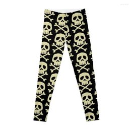 Active Pants Danzig Style Harlock Skull Crossbones/ Jolly Roger Leggings Sports Woman