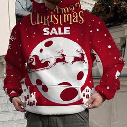 Men's Hoodies Christmas Santa Claus Autumn Spring Sweatshirts Men With Print Clothes Merry Tops Winter Gift