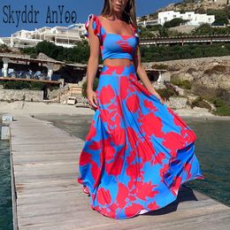 Basic Casual Dresses Summer Dress For Women Two Piece Set Boho Maxi Woman Plus Size 3XL Dress High Waist Sexy Beach Dress Elegant Long Vestidos 230719