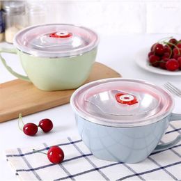 Bowls Cute Bowl Instant Noodle With Lid Large Capacity Tableware Student Anti-scalding Double Layer Kitchen Gadget