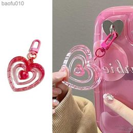 Korean Creative Acrylic Gothic Y2k Love Heart Pendant Cute Stylish Keychain Gift Mobile Phone Accessories Bag Key Decoration L230619