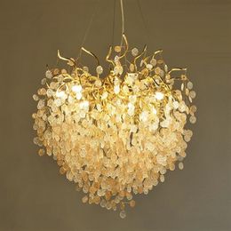 French Crystal Chandelier Romantic Golden Villas Living Room Dining Room Decoration Pendant Lamp Lights Custom el Project Light2338