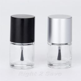 1PC 10ML Nail Polish Bottle with Brush Refillable Empty Cosmetic Containor Glass bottle Nail Art Manicure Tool Black Silver Caps245V