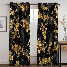 Curtain Black Gold Baroque Brands Modern Luxury Designer 2 Pieces Thin Curtains For Living Room Bedroom Kitchen Window Drape Decor