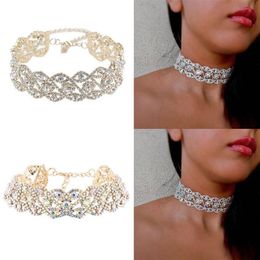 Women Crystal Rhinestone Choker Necklace Full Diamond Collar Gothic Wedding Party Jewelry177D