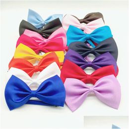 Bow Ties Dog Cat Pet Neck Kids Supplies Headdress Adjustable Children Solid Colour Bowtie Fashion Accessories Drop Delivery Dhywr