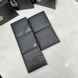 Designer Bags Mens Leather Wallets Original Metal Triangle Short Wallet Luxury Brand Large Capacity Men's Long Wallets Clutch Bags Handbag Suit Clip Zipper Pocket