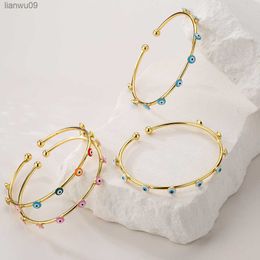 Exquisite Enamel 4 Candy Colors Turkish Evil Eye Adjustable Oil Dripping Bracelet Bohemian Lucky Jewelry Party Birthday Gift L230704