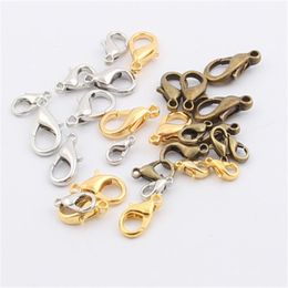 MIC New 10mm 12mm 14mm 16mm 18mm Silver Gold Bronze Plated Alloy Lobster Clasps Clasps2901