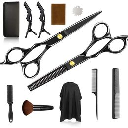 Hair Scissors Professional Hairdressing Kit Barber Cutting Thinning Cape Barbershop Haircut Shears Hairdresser Accessories Sets254G