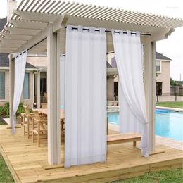 Curtain 1/2pcs Coated Fabric Blackout Panel Drapes Outdoor Pergola Waterproof Protect Privacy Against Curtains