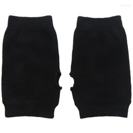 Bow Ties Black Elastic Combed Cotton Fingerless Gloves For Women