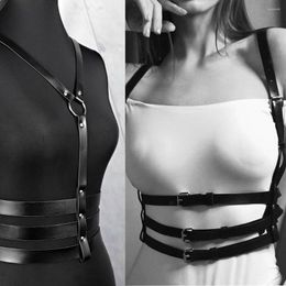 Belts PU Leather Women Harness Belt Body Corset Accessories Chain Adjustable Bondage Garter Gothic Black Waist