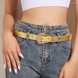 Belts Fashion Women Glitter Gold Belt Female Pu Leather Alloy Buckle Waist High Quality Cummerbund Ceinture Femme