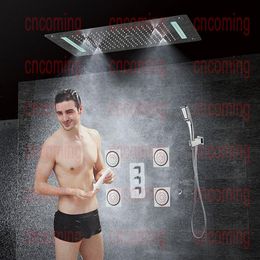Bathroom Concealed Shower Set with Massage Jets & LED Ceiling Shower Head Thermostatic Bath Shower Panel Rain Waterfall Bubble Mis245t