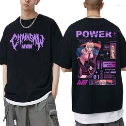 Men's T Shirts Anime Chainsaw Man Power Double Sided Printed T-shirts Quality Unisex Fashion Casual Shirt Men Women Manga Oversized Tshirt