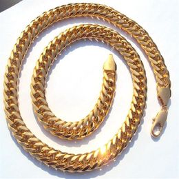 Heavy MENS 24K REAL SOLID GOLD FINISH THICK MIAMI CUBAN LINK NECKLACE CHAIN JEWELRY 3 CONSECUTIVE YEARS S CHAMPI294l