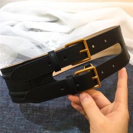 2020 latest fashion designer luxury cow leather 7 0 cm wide belt double button head high quality luxury women's fashion belt-307F