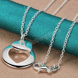 925 Sterling Silver Heart Round Pendant Necklace Chain For Woman Man Wedding Engagement Party Charm Jewelry