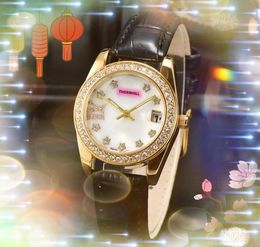 Top quality Small Dial Leather Strap Watches Women Star Bee Diamonds Ring Clock Japan Quartz movement Chronograph Rose Gold Band Stainless Steel Case Watch Gifts