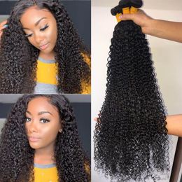 30 inch Kinky Curly Hair Bundles Brazilian Remy Human Hair Extensions 1 3 4 Bundles Thick Kinky Curly Bundles252v