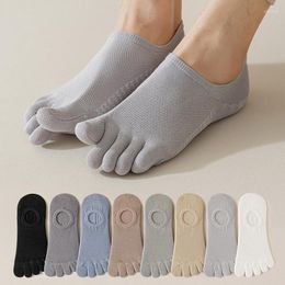 Men's Socks Men Five-Finger Boat Ultrathin Funny Toe Invisible Sokken With Silicone Anti-Skid Breathable No Show Ankle Short