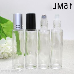 600Pcs 15ml Empty Clear Glass Bottle Roller Ball 05OZ Essential Oil Liquid Container Perfume Bottle 15 ml Fast Shipping Cudmd