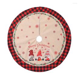 Christmas Decorations Tree Skirt Round Plaid Hat Gnome Floor Mat Carpet Decor 11XA