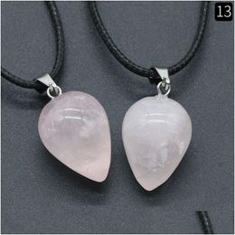 Charms New Natural Crystal Stone Water Drop Aventurine Rose Quartz Tigers Eye Opal Agate Pendants Diy Necklace Jewellery Makin Dhgarden Dhqnd