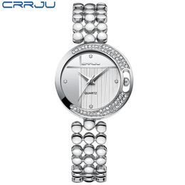 Fashion Women Watches CRRJU Top Brand Luxury Star Sky Dial Clock Luxury Rose Gold Women's Bracelet Quartz Wrist Watches relog235q