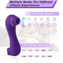 Vibrators 2in1 Clinical Sucking Licking GSpot Vibrator Double Nipple Tongue Stimulator Vaginal Breast Massager Oral Sex Toy 230719