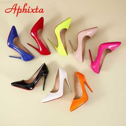Sandals Aphixta 12cm Super High Thin Heels Pumps Women Shoes Pointed Toe Patent Leather Wedding Colourful Dress Stiletto Heel Shoes Woman L230720
