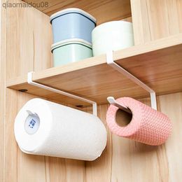 Kitchen Tissue Holder Hanging Toilet Roll Paper Holder Towel Rack Kitchen Bathroom Cabinet Door Hook Holder Organizer L230704