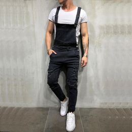 Yfashion Men Distressed Denim Pants Mens Carpenter Overalls Bib Jumpsuits Moto Biker Jean Pants Jeans Homme Fashion Streetwear250E