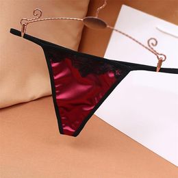 Women's Panties Sexy Women Low Rise Lace Erotic Thongs Underwear G Strings And Mini Tback Micro Satin M L XL279Q