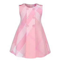 Baby clothes girl2023 children's clothing new baby summer double-breasted British girl round neck sleeveless vest skirt tide.