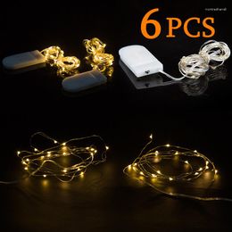 Strings Outdoor 6pcs Copper Wire Light Fairy Lamp LED String For Garland Christmas Wedding Party Garden Decoration Battery Powered