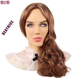 Beatrice beauty mask whole male latex realistic adult silicone full face mask for man cosplay party mask fetish real skin high213N