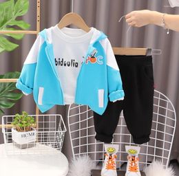 Clothing Sets Autumn Boutique Kids Baby Boy Outfits 6 To 18 Months Cartoon Hooded Zipper Cardigan Jackets Shirts Pants 3Pcs Boys Set