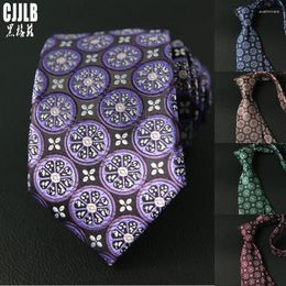 Bow Ties Purple Necktie Brand Cravate 2023 Floral Neck For Mens Slim Wedding Tie 7cm Width Gravata Party Neckties