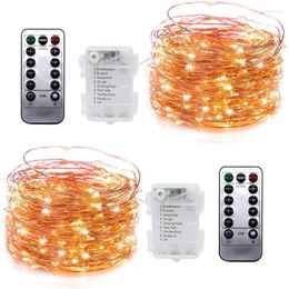 Strings String Lamp For Christmas Wedding Party Decoration Battery Box Copper Wire Light 20M Waterproof Remote Control LED Fairy Lights