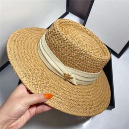 Summer Women Wide Brim Hats with Bee England Style Sun Protection Straw Hat Outdoor Vintage UV Caps2638
