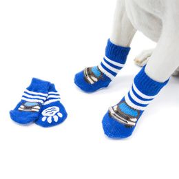 4pcs lot Winter Warm Pet Dog Socks Fashion Anti-Slip Dog Boots For Small Puppy and Large Dog2228