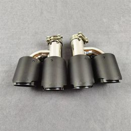 H Style Exhaust Muffler Tips Universal Matte Carbon Fibre With Stainless Steel Car Pipe Auto Exhausts End Pipes273f