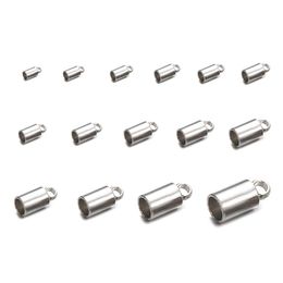 50PCS 15 Sizes Chain Cord Crimp end Beads Stainless Steel Bucket Cord Crimp End Caps Fasteners for Jewelry DIY Making Accessories 242B