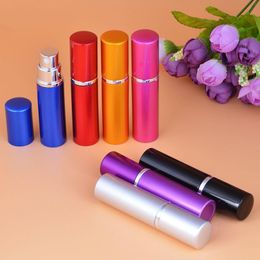 Free DHL 100Pcs 5ML Mini Portable Aluminium Glass Perfume Bottles With Spray Atomizer Empty Parfum Essential Oil Container 7 Colours Gbxki